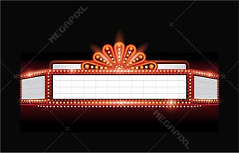 Brightly vector theater glowing retro cinema neon sign