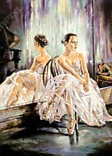 Ballerina sitting near a mirror