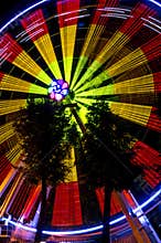 Ferris wheel at night in Kaluga Region (Russia).