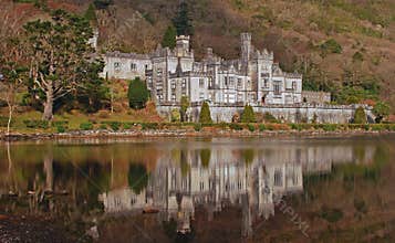 Kylemore Castle in Ireland with calm water reflection