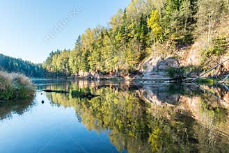 Sandstone cliffs in Gauja national park