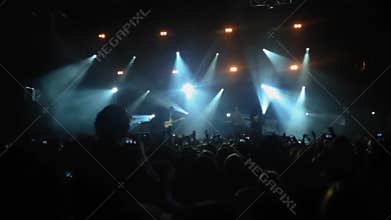 Footage of a crowd partying at a rock concert