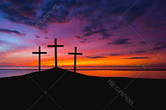 Three crosses on a hill