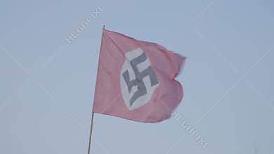 Historical flag of Germany Reich 1935-1945 during the modern reconstruction of the military action