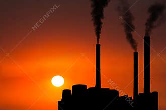 Sunrise Sunset Factory Industry Pollution