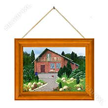Painted house in frame