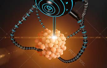 Nanorobot fertilizes the cell egg. Medical concept anatomical future