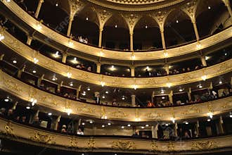 Audience in opera theatre prior to performance beginning