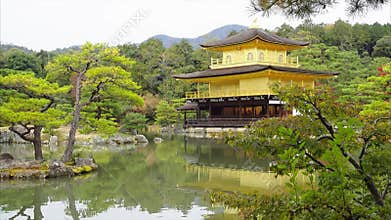 Kinkakuji temple Golden pavilion in autumn season