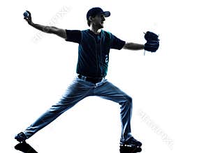 Man baseball player silhouette isolated