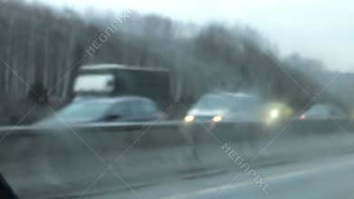 Fast blurry car on highway