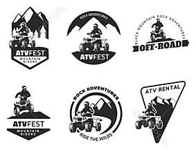 Set of ATV emblems, badges and icons.
