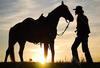 Cowboy with his horse