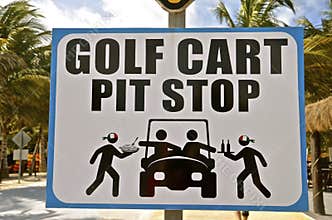 Sign for golf carts on the street
