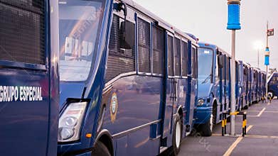 Federal Police Vans in Mexico City