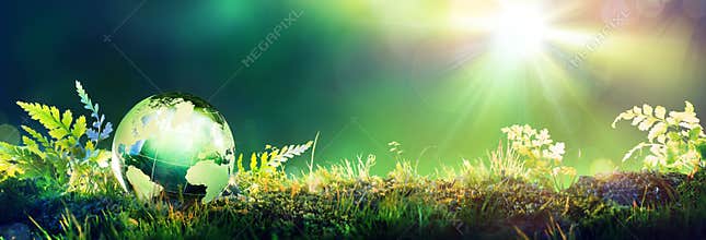 Green Globe On Moss