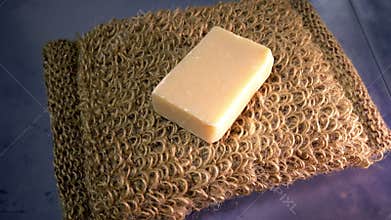 Bast from nettle fiber and a piece of soap