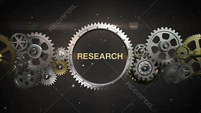 Connecting Gear wheels, and make keyword, 'RESEARCH' (included alpha)