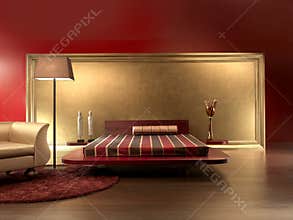 Luxurious Red Leather Bedroom