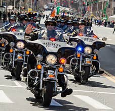 Police officers riding motorcycles in parade