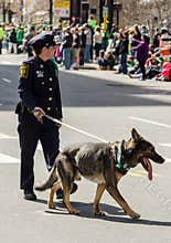 Police woman with k9 officer full uniform