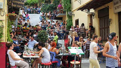 ATHENS - GREECE, JUNE 2015: people enjoy drinking, cafe, bar