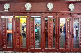 Saigon, Vietnam, January, 20, 2015. Nobody, telephone booths in the central post office of Saigon