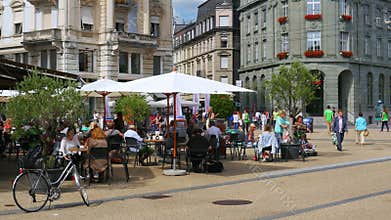 BIEL/BIENNE - SWITZERLAND, AUGUST 2015: streets daily life