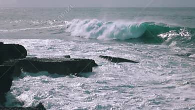 Ocean Waves Breaking on Rock