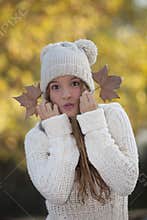 Happy fall teen girl