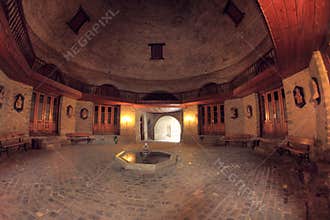 Inside of Ashagi Caravan serai in Sheki city, Azerbaijan