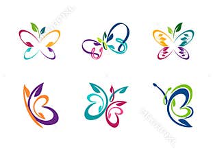 Butterfly logo, butterfly abstract concept