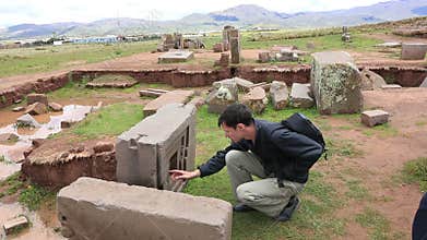 Man in the complex Puma Punku