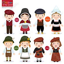 Kids in different traditional costumes