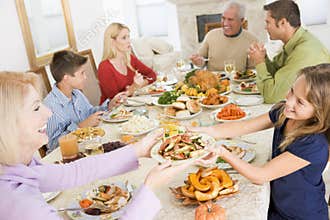 Family All Together At Christmas Dinner
