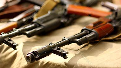 Terrorist Weapons military backgroundAK-47 Kalashnikov Russian automatic gun rifle
