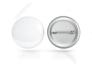 Blank white button badge mockup, front and back side, clipping path