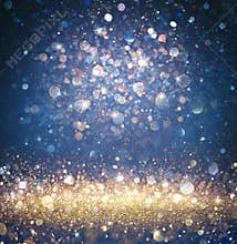 Twinkled Christmas Background - Glitter Gold And Blue With Sparkling