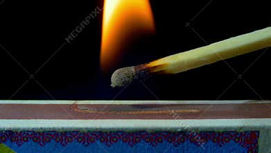 Ignition Match on Matchbox. Slow Motion
