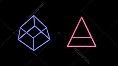 Cube and pyramid edges rotating