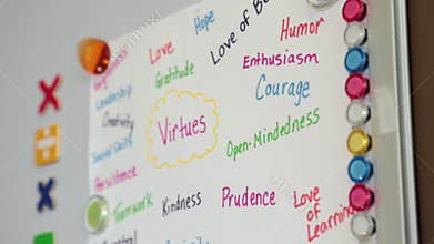 Values handwritten paper sheet