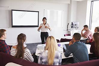 University Students Attending Lecture On Campus