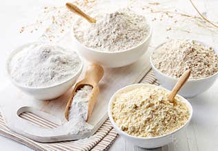 Bowls of gluten free flour