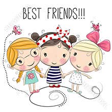 Three Cute cartoon girls