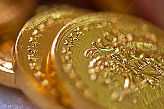 Macro of gold coins