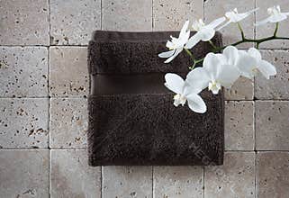 Zen freshness still-life with cotton towel for copy space