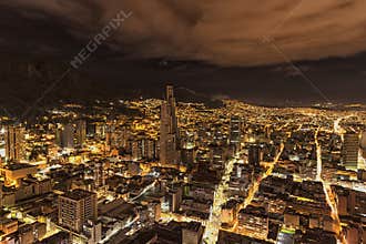 Night view of the Torre BD BacatÃ¡ the highest in town