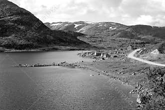 Black-and-white picture of Vikafjell in Norway