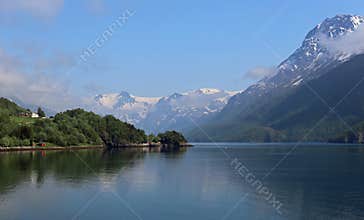 Svartisen glacier with rising clouds in Norway