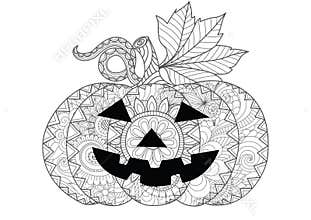 Doodle design of Halloween pumpkin for Halloween card invitations and adult coloring book pages for anti stress